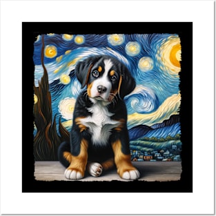 Starry Greater Swiss Mountain Dog Portrait - Dog Portrait Posters and Art